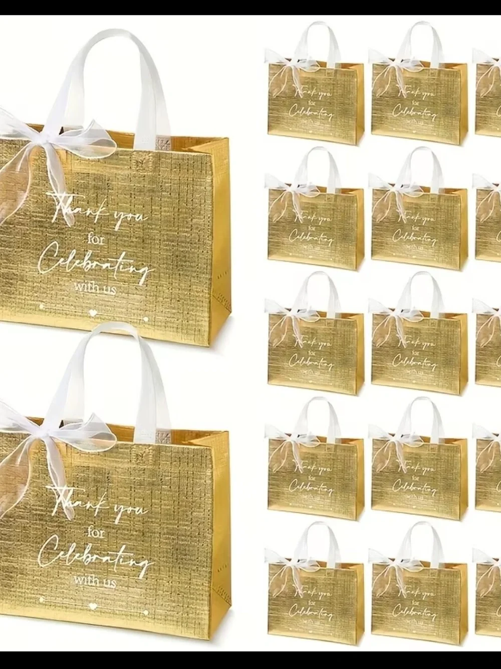 Gold 'Thank You for Celebrating With Us' Party Favor Bags - Pack price includes